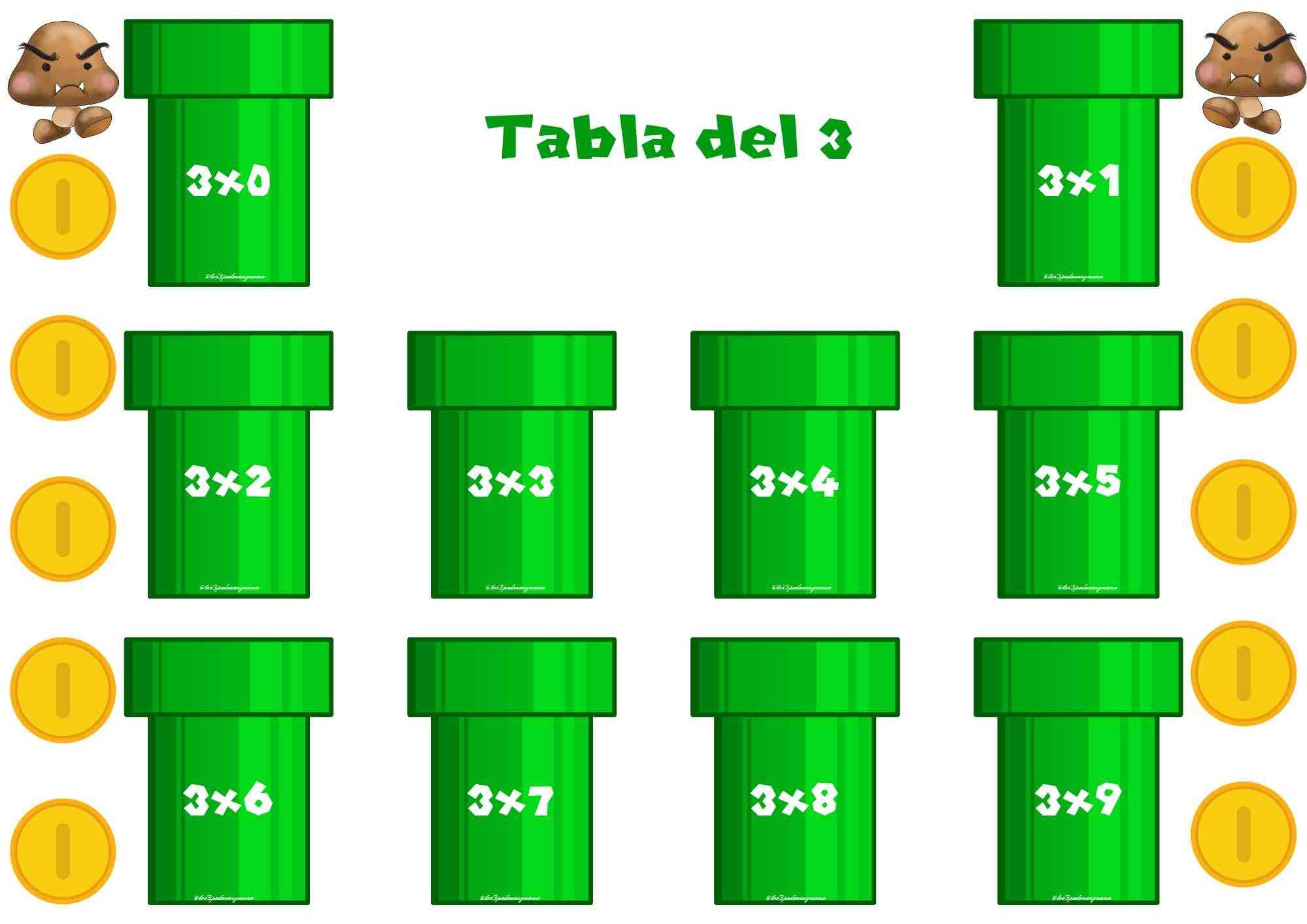 Tabla Del 8 Y 9 Mario Bros Aprender las tablas de multiplicar jugando con Mario Bros - Los 3 padawan y  mamá